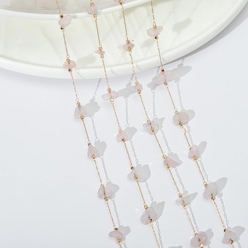 Miniatura 2 de KAOYOO Cadena de piedra volcánica de 2 yardas para decoración de bodas, manualidades de costura, accesorios de bricolaje (2 yardas, blanco)