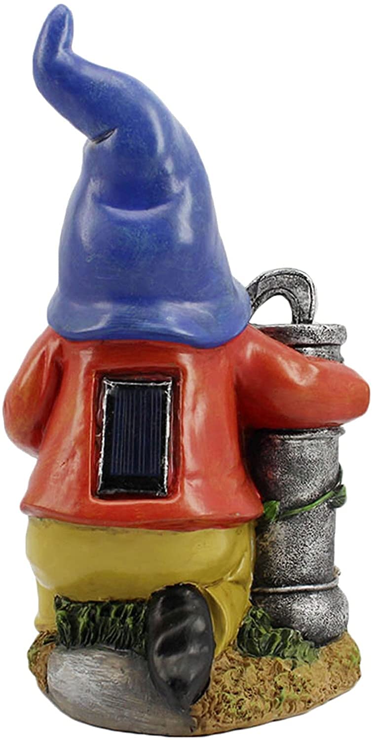 Solar Luminous Garden Krasnal rzeźba American Country Elf krasnal ornamenty prace ogrodowe podwórko trawnik ornamenty 16 x 14 x 27 cm (kolor: czerwony)