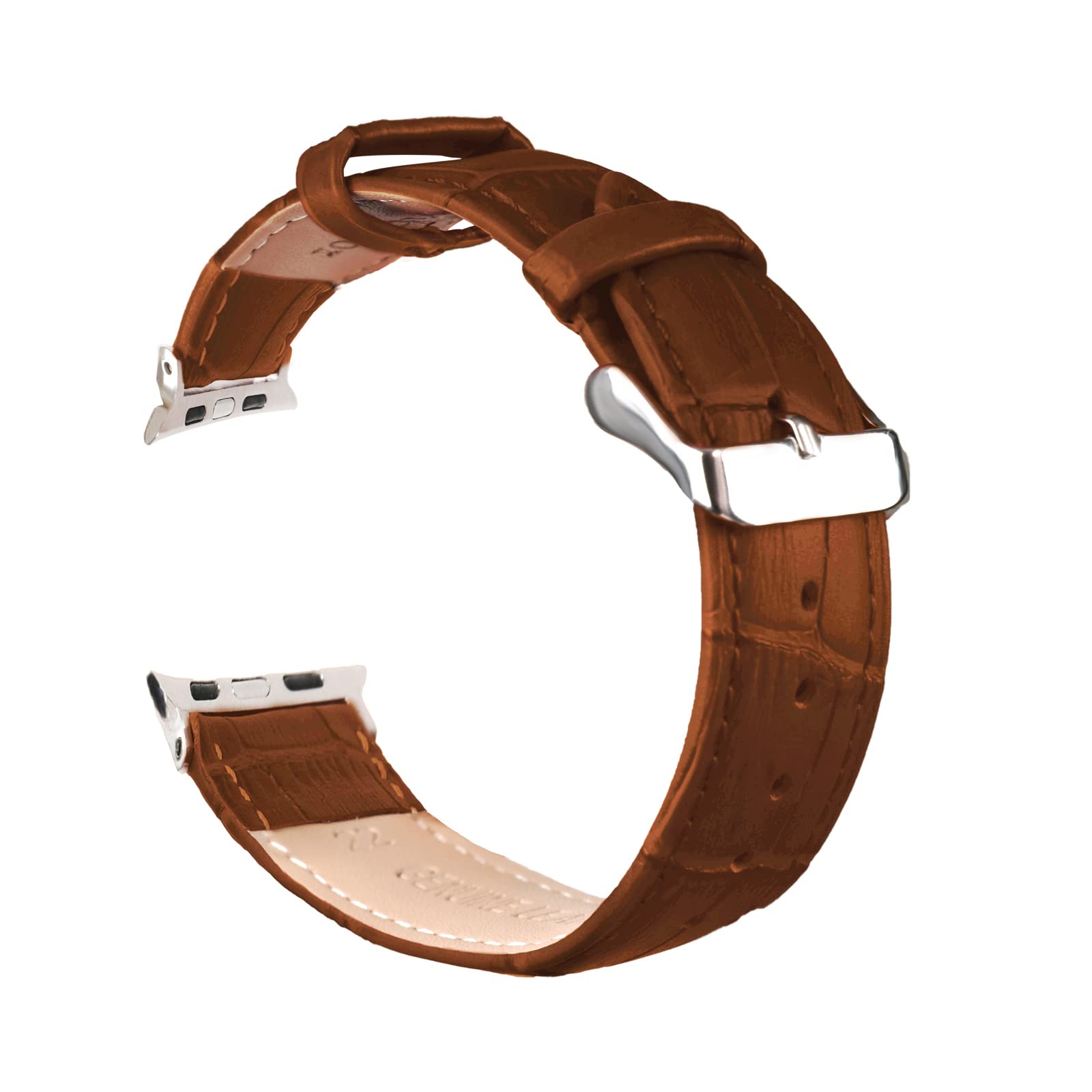 Klyingor Leather Watch Band Compatible for Apple Watch Bands 45mm 44mm 42mm 41mm 40mm 38mm, Alligator Leather Replacement Strap Wristband Compatible