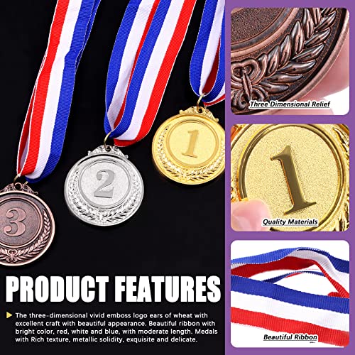 Swpeet Metal Gold Silver Bronze Award Medals with Ribbon, Olympic Style Winner Medals for Kids Children's Events, Classrooms - Image 3
