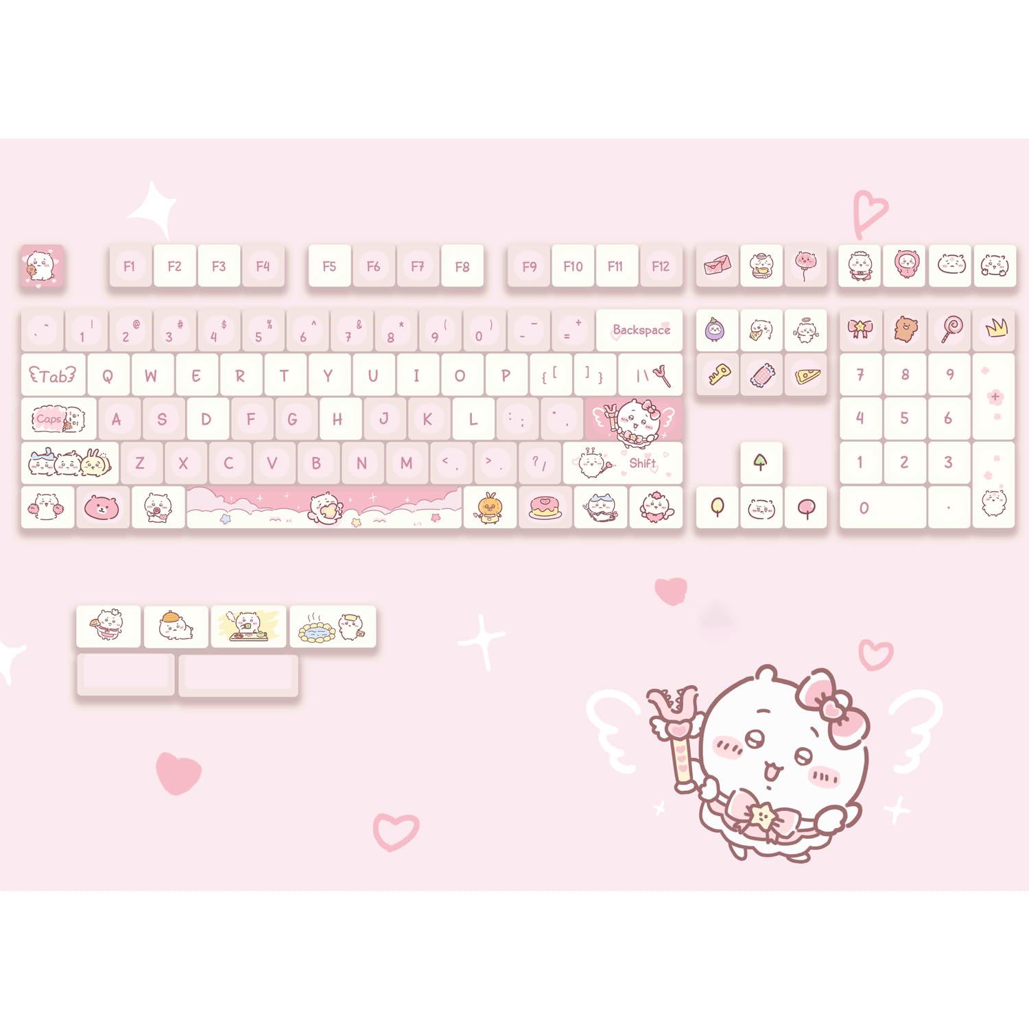 Amazon | ちいかわ ハチワレ うさぎ キーキャップ PBT 熱昇華印刷 MOA