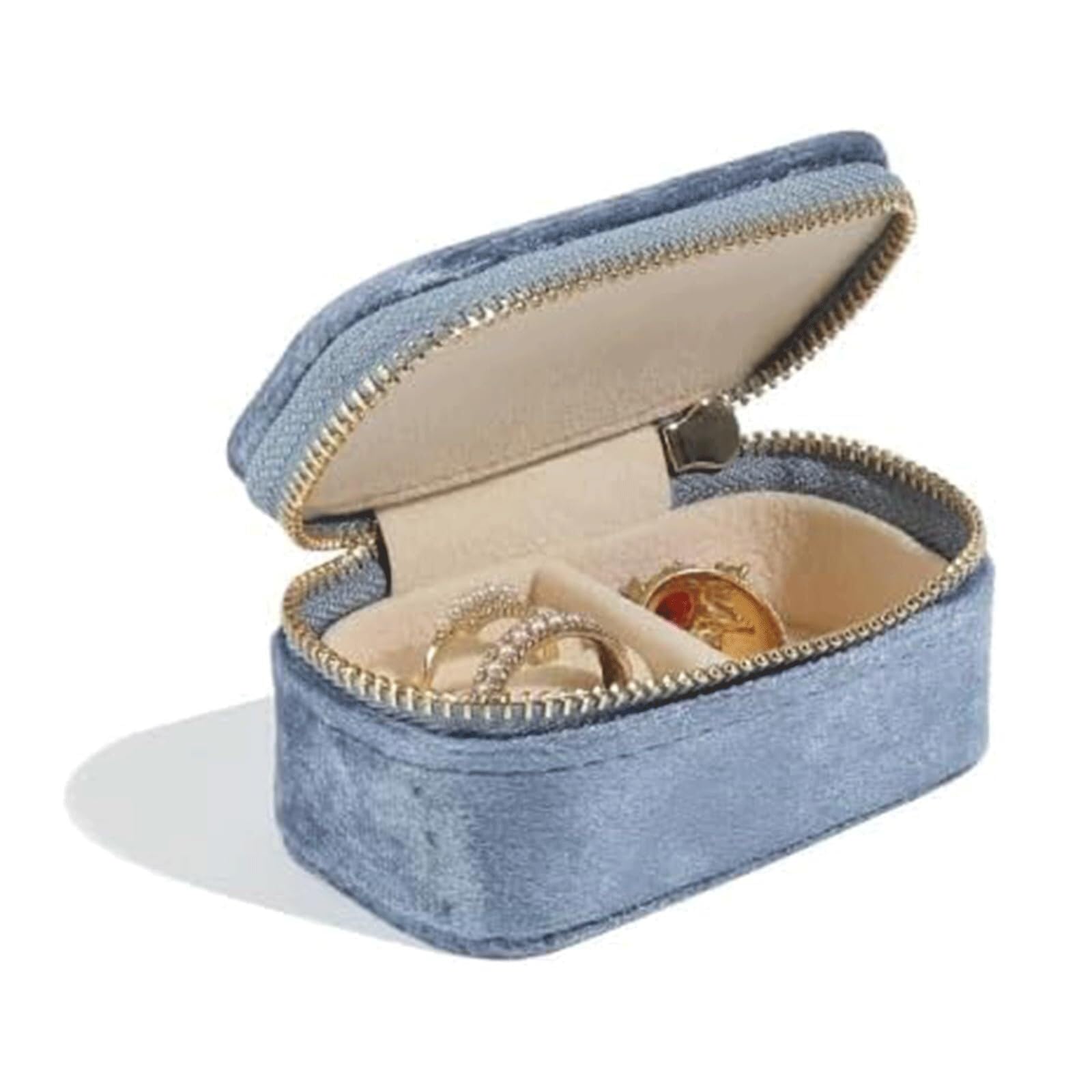 Étui à bijoux à fermeture éclair en flanelle, la boîte nomade pour bagues en voyage