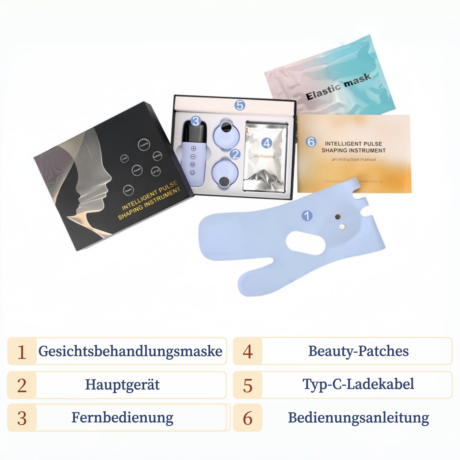 Wiederverwendbare V-Form Gesichtsstraffer-Pads, Gesichts-Schlankheits-Liftband für ein straffes Gesicht, Doppelkinn-Entferner, verstellbare Lift-Maske mit 6 Modi und 9 Intensitätsstufen