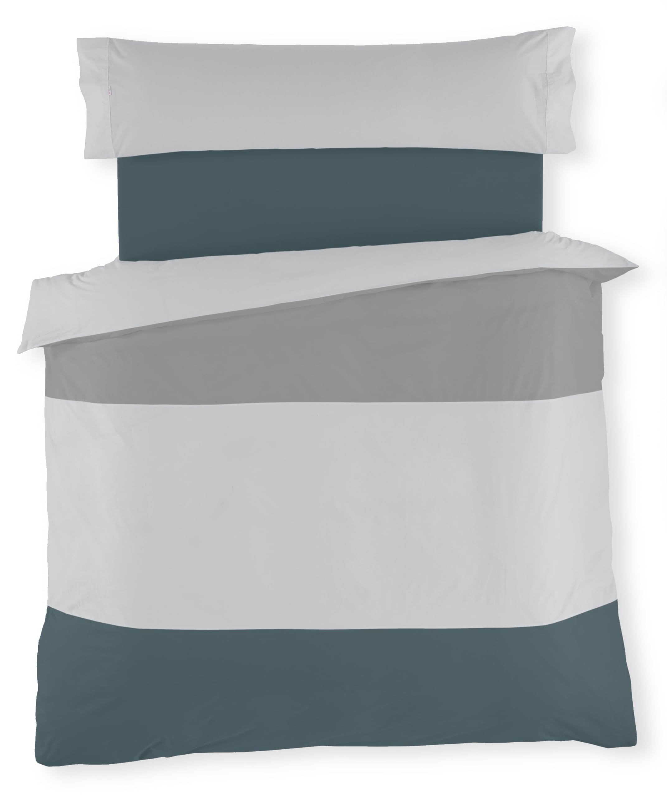 Parure de lit percale de coton bleu Rita housse de couette 150