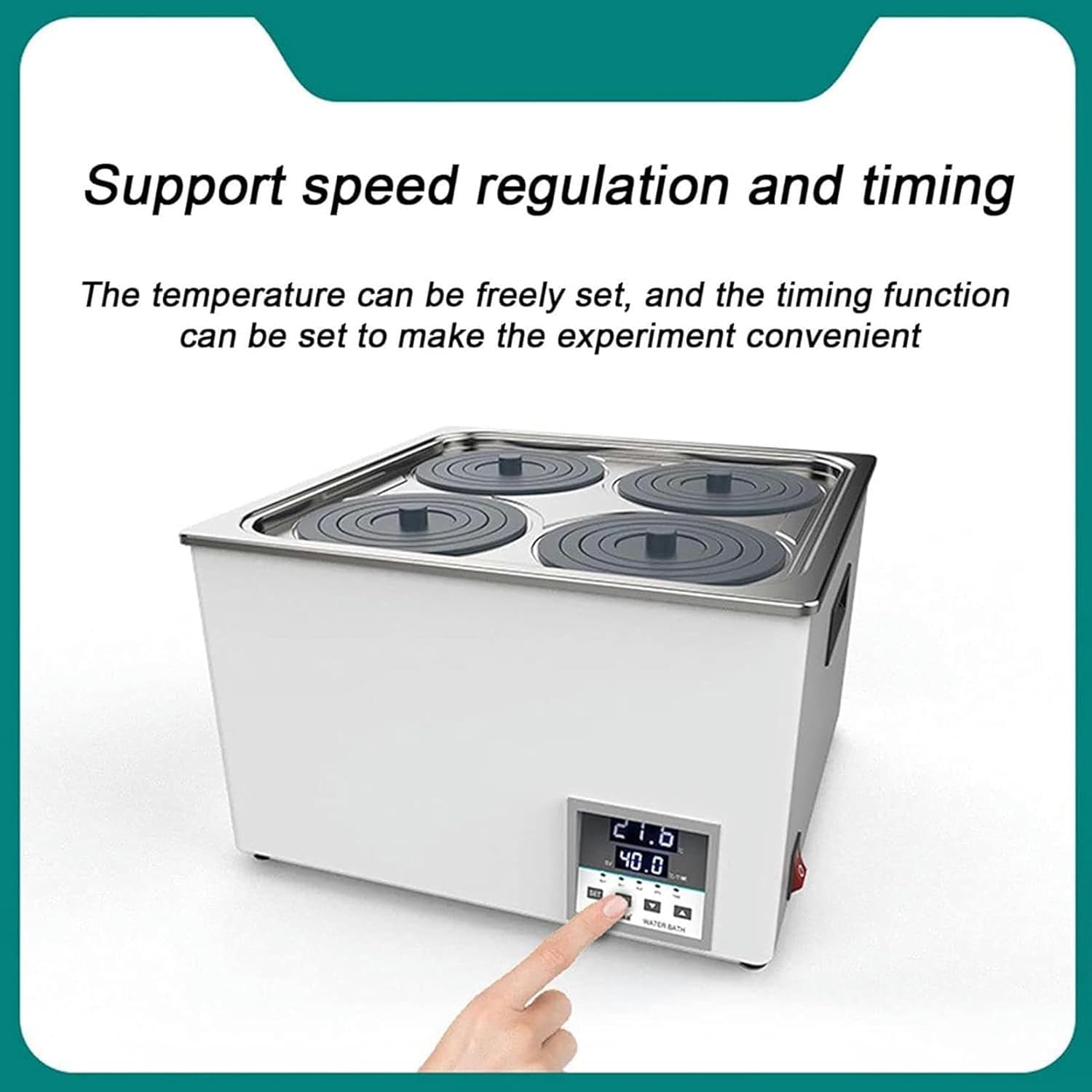 FLTRGO Double Holes Lab Digital Thermostatic Water Bath, Stainless Steel Inside Tank Electric Heating Thermostatic Porous Water Bath, RT 5–99.9 ° C, 0–999 Minutes Timer，2 Holes