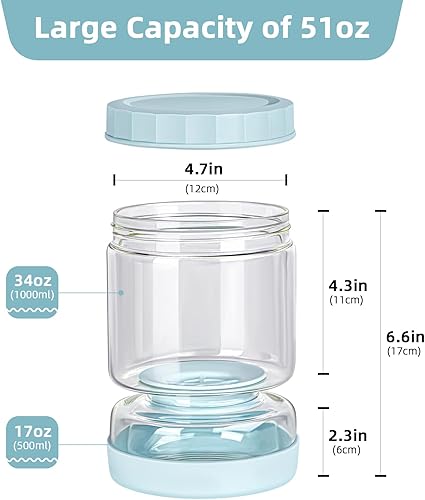 Miniatura 2 de WhiteRhino Tarro de pepinillos con colador abatible, recipiente de vidrio de 51 onzas con colador, frasco abatible de reloj de arena, soporte para