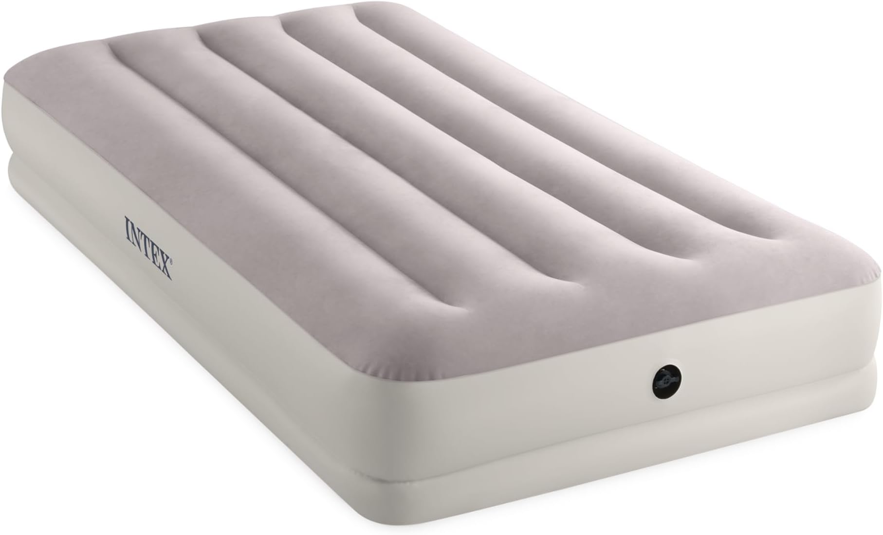 Intex 64177E Dura-Beam Standard Prestige Mid-Rise Air Mattress: Fiber-Tech – Twin Size – Quickfill USB Air Pump – 12in Bed Height – 300lb Weight Capacity