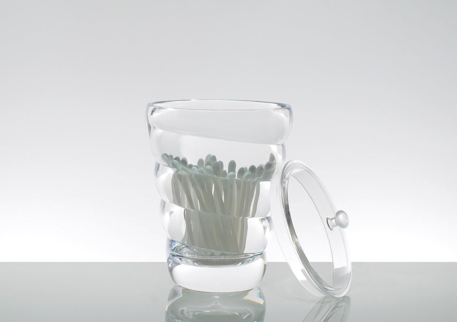 4 Piece Crystal Clear Acrylic Plastic Twisted Shell Heavy Base Bathroom Accessory Set - Lotion Dispenser, Toothbrush Holder, Cotton Swab & Ball Canister, Tumbler BTTS-CL