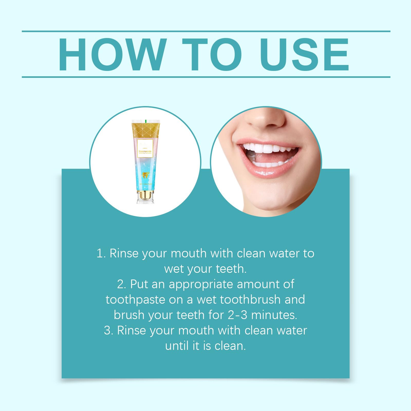 Niacinamide Dentifricio sbiancante per adulti, dentifricio sbiancante radiante, senza fluoro per denti sensibili, alito fresco, rimuove lo scolorimento dei denti. (5 pezzi)