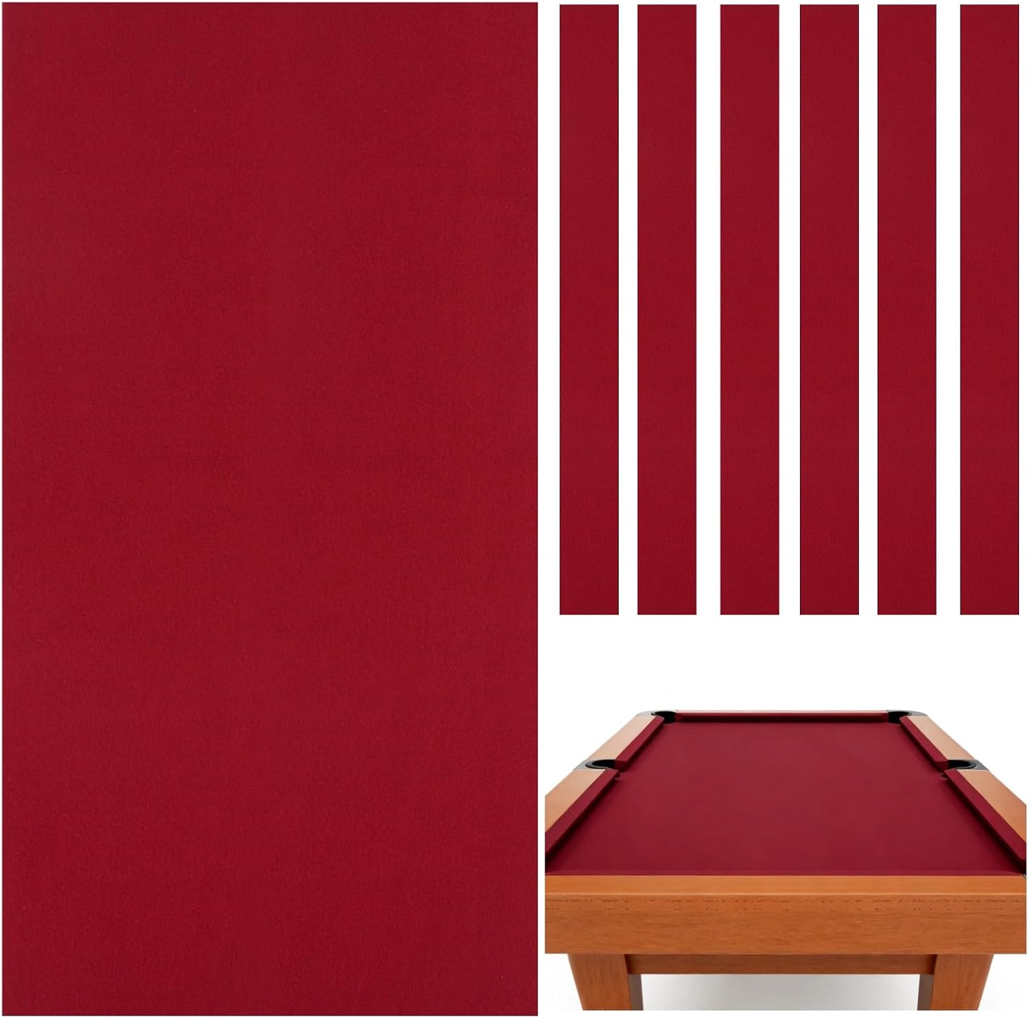 Professional Pool Table Felt, 8FT Billiard Pool Table Cloth,Polyester Felt Replacement Kit,Snooker Accessories with Cushion Cloth Strips for Club, Game Rooms,Home