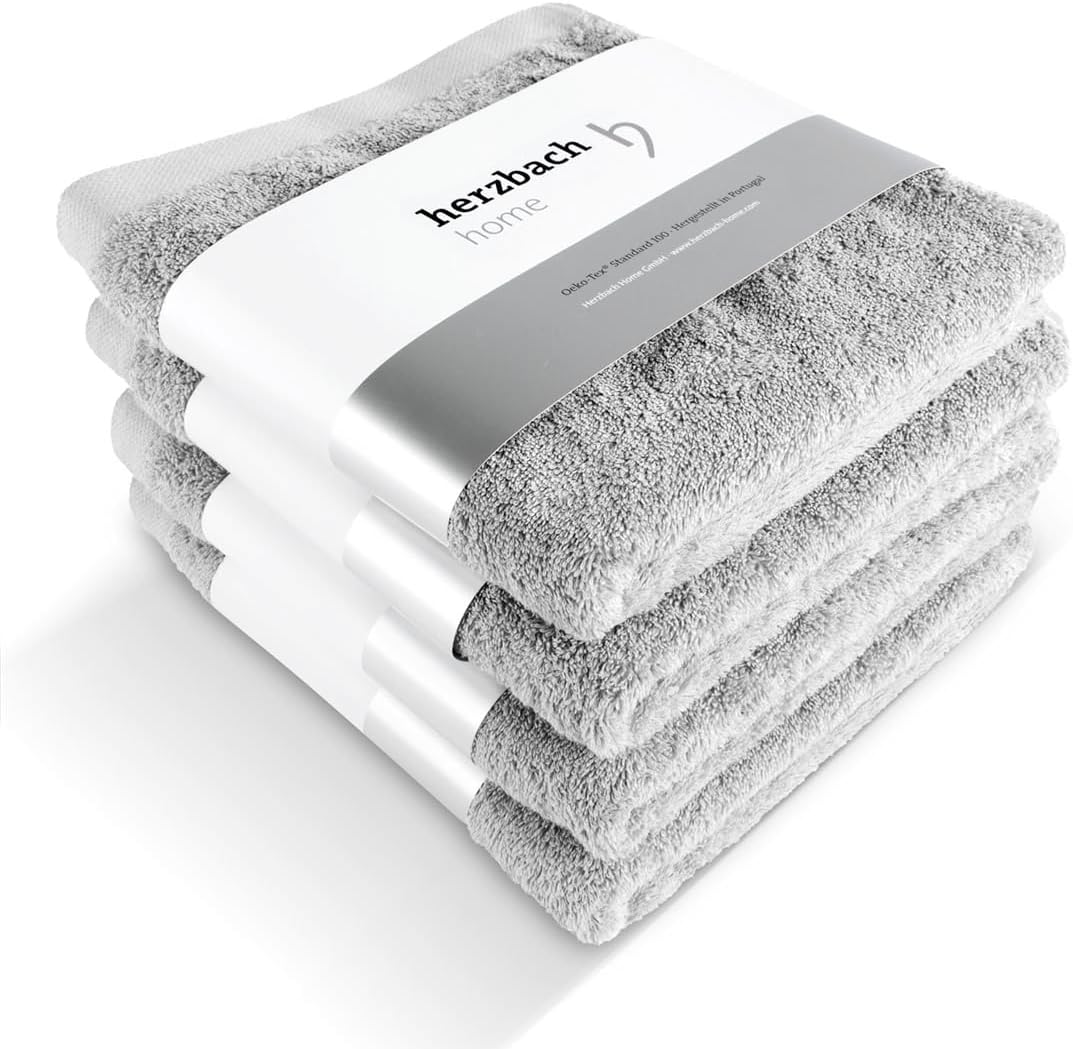 herzbach home Premium Handtücher 50 x 100 cm 4er-Set (Anthrazit
