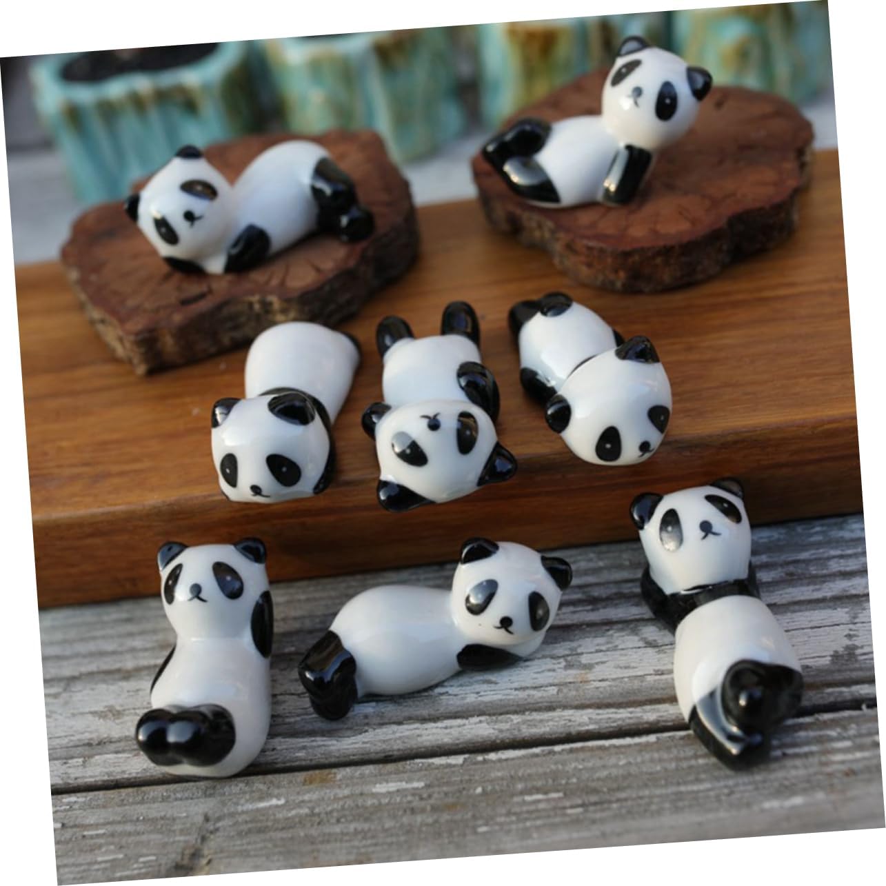 Chopstick Rest Chopsticks Holders Decoration Rack 3 Pcs Ceramic Rack Tableware Supplies Panda White Household Pen Racks