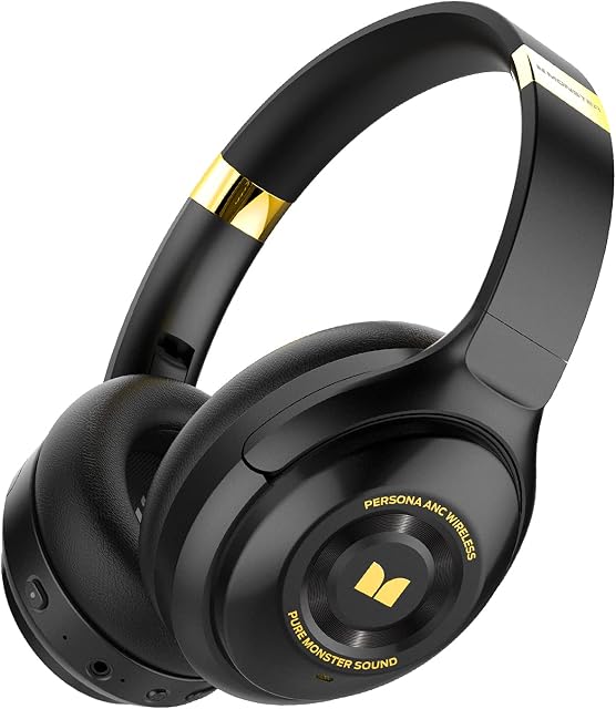 Noise Cancelling Headphones, Monster Persona ANC Headphones Over Ear, Wireless Headphones Hi-Fi Audio Deep Bass,Quick Charge 30H Playtime, Memory Foam Ear Cups, for Travel, Home Office