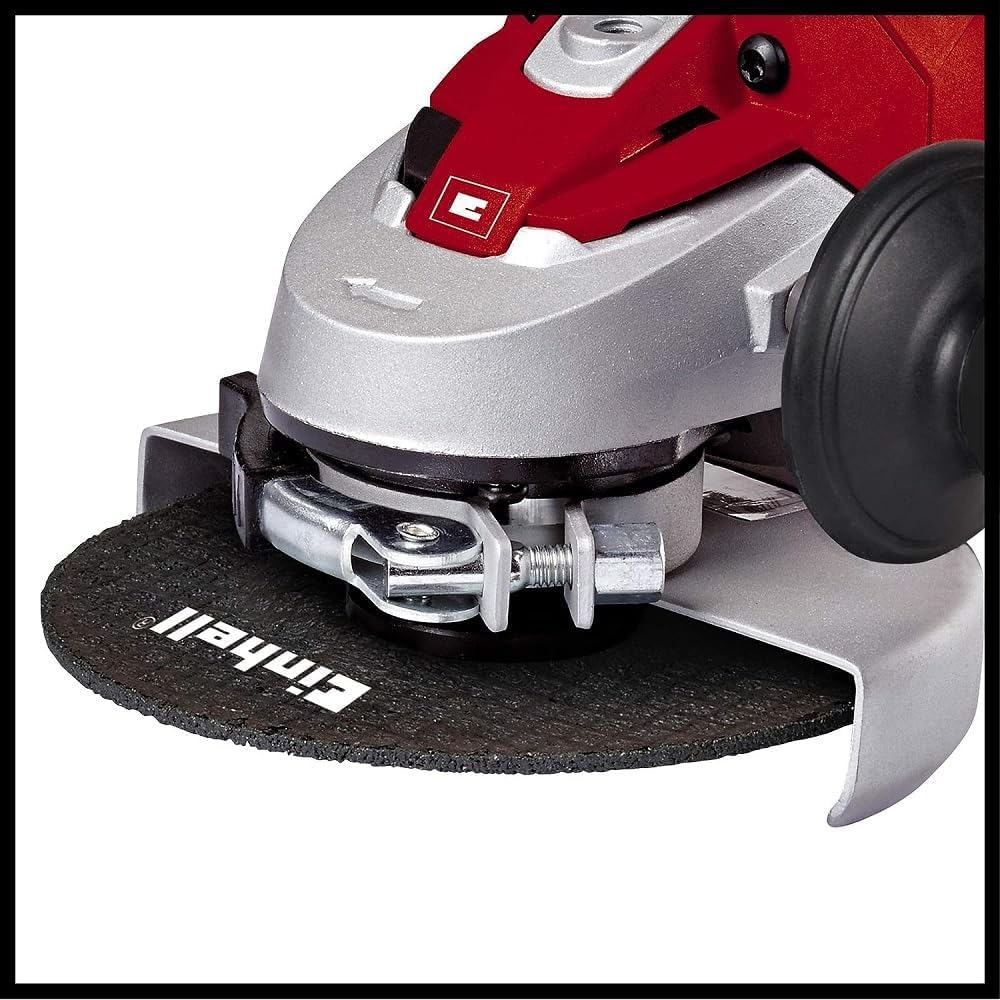 Einhell Amoladora angular con cable - TE-AG 125/750 Kit. 750 W, sistema de bloqueo del husillo, bajas vibraciones, incl. 1 disco de corte de diamante, protector de disco de corte. Con estuche | 750 W | Bloqueo de husillo | Ajuste rápido | Disco de corte d