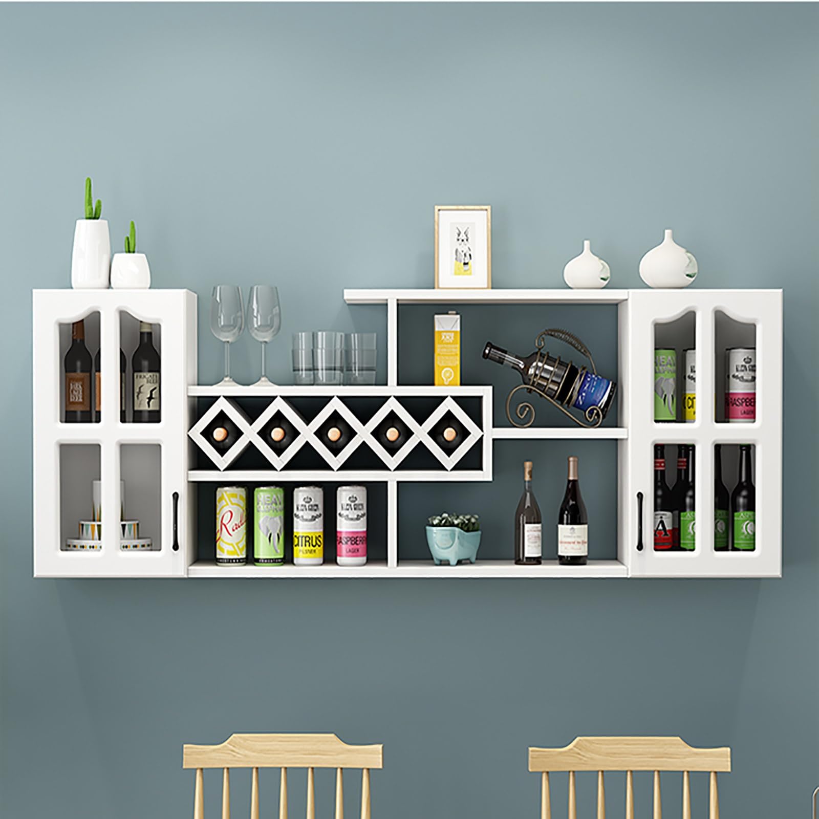 Weinregal, Wandmontiert, Holz-Wand-Weinregal, Flaschenhalter Für Schrank, Hängendes Weinregal Aus Holz, Weinlager-Präsentationsregal Für Haus, Bar, Küche, Esszimmer(A,47.24 in*9.05 in*23.62 in)