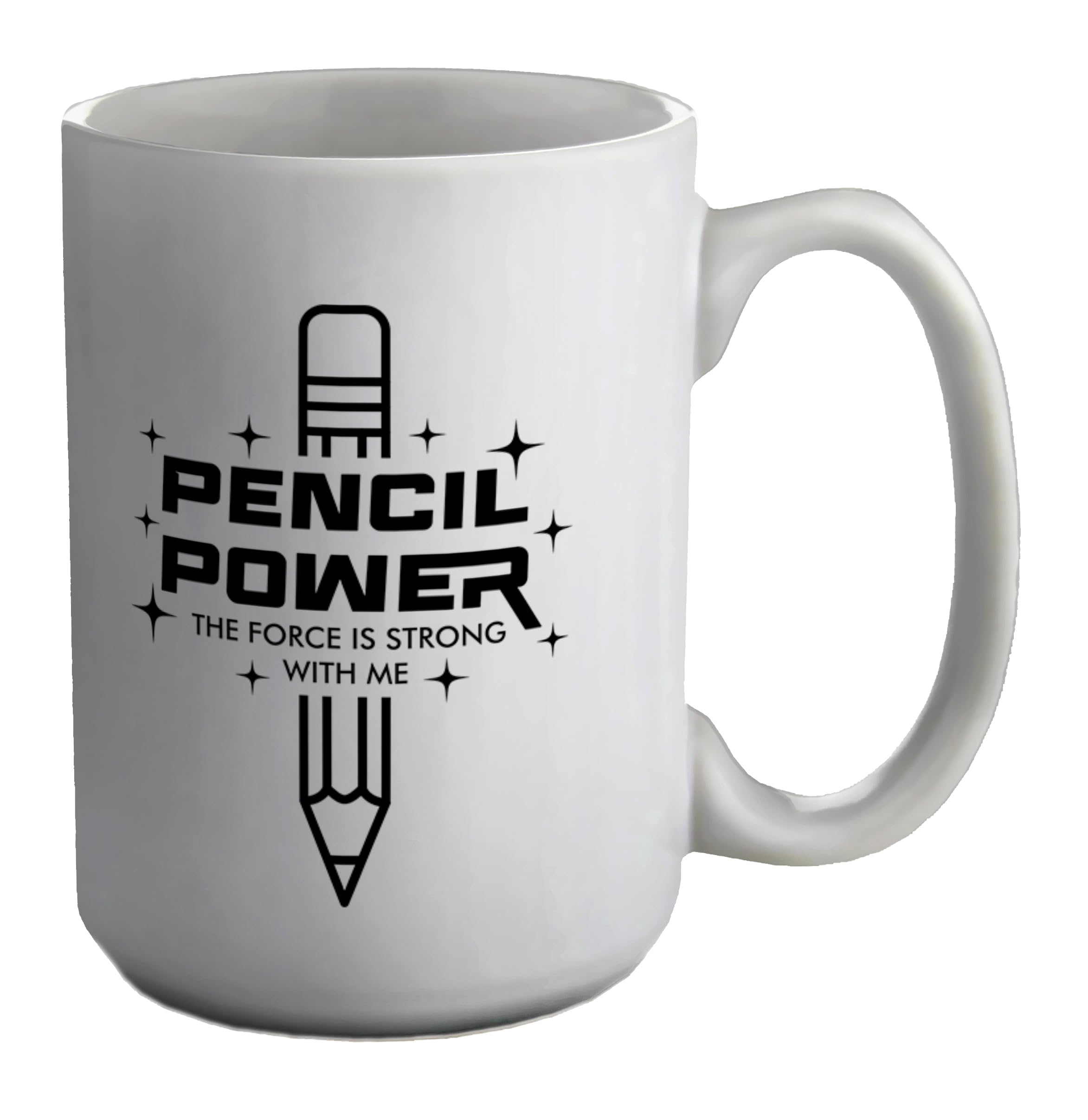 Shopagift Pencil Power Mug Funny Sketching Drawing White 15oz Large Gift Ceramic Cup