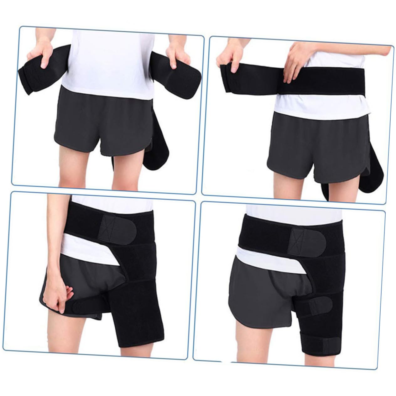 Gogogmee 1pc Sports Protection Hip Support Brace Groin Brace Fitness Protection Brace Brace Hip Knee Support Exercise Leg Race Black Ok Cloth
