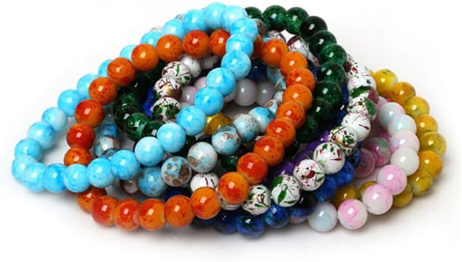 Handmade Natural Stone Stretch/Elastic Glass Beads Charm Bracelets (Green)