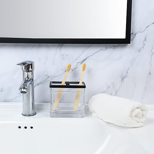 Miniatura 8 de H Halston Soporte para cepillo de dientes de vidrio pesado organizador para baño cocina oficina almacenamiento en el hogar