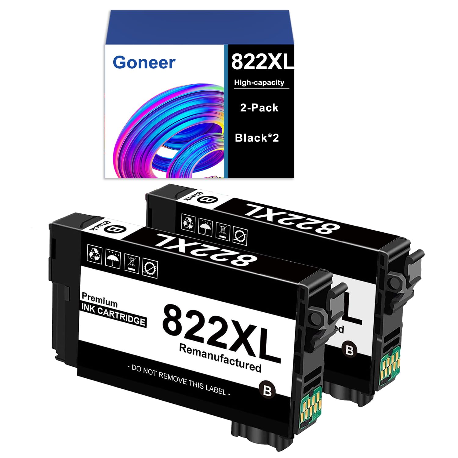 822XL 822 Black Ink Cartridges Remanufactured for Epson T822 822