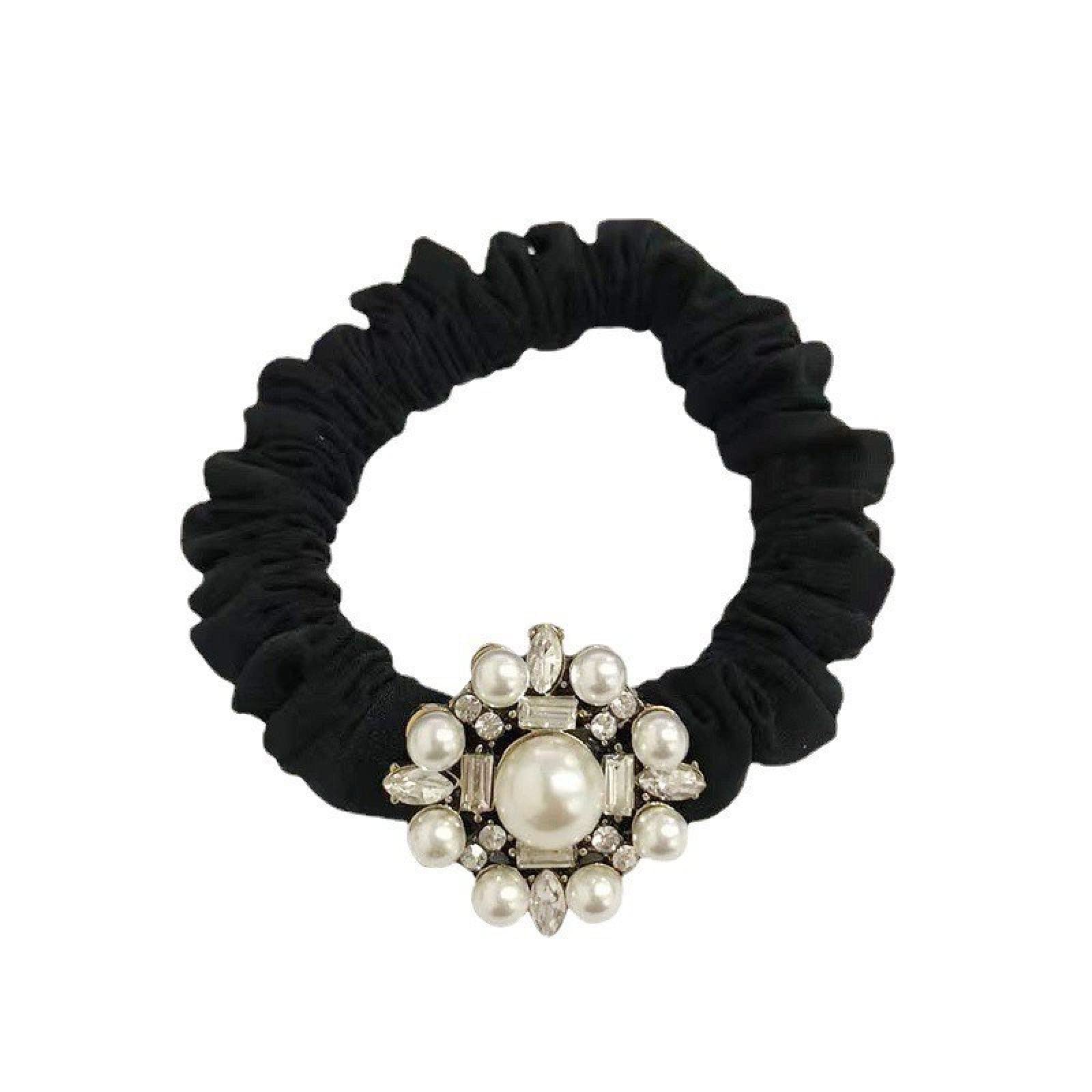 hair rope tie 2pcs Super Elastic Pearl Flash Drill Bit Cord Hoop Hair Ring Hair Accessories Hair Rope Headwear