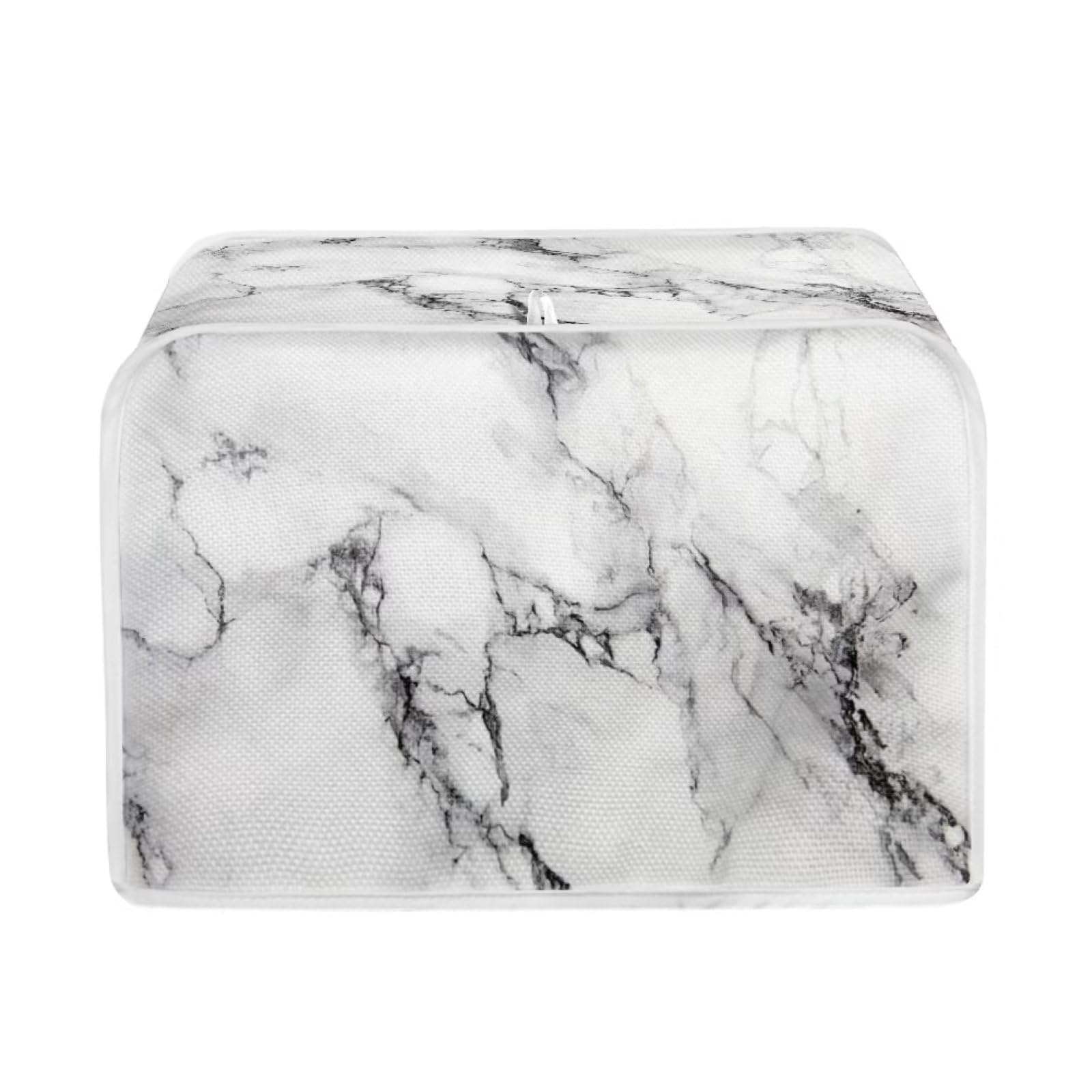 JSLXYYBQ White Marble Print Toaster Covers - Dust and Greasy Protection Bread Maker Covers for 4 Slice Toasters