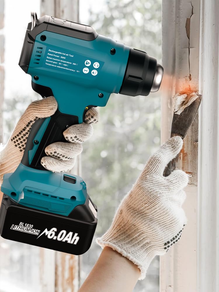 Décapeur Thermique Makita 18V Pistolet à Air Chaud Sans Fil 30-400℃ Température Réglable 4 Buses