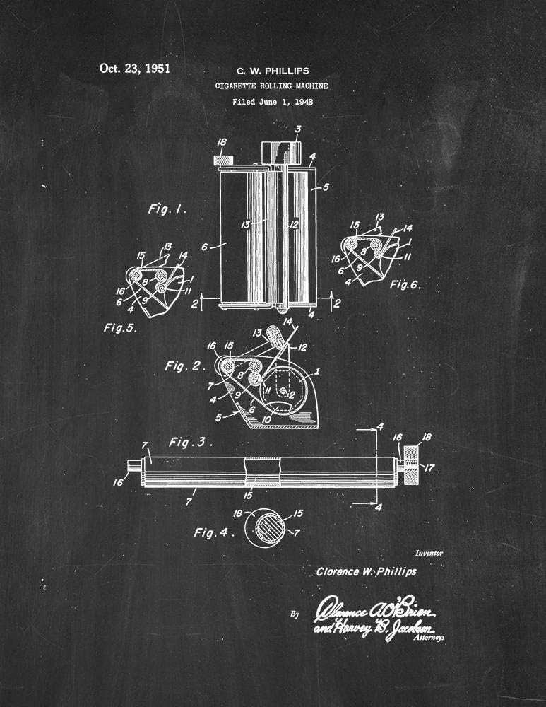 Cigarette Rolling Machine Patent Print Chalkboard (8" x 10