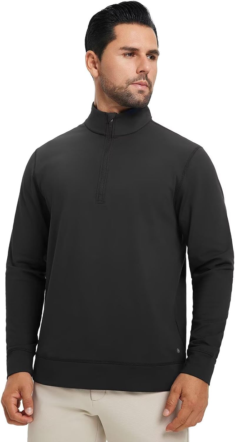 M MAELREG Mens Quarter Zip Pullover Fleece Lined Mock Neck Long Sleeve Golf Pullovers 1/4 Zip Thermal Sweatshirt for Men - Image 2