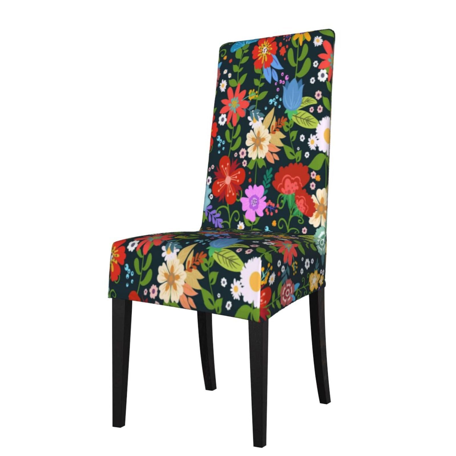 LKYMOH Colorful Wildflowers Leaves, Chair Covers Stretch Chair Slipcovers for Dining Room, for Party Pet Protection Universal Fit Soft Polyester