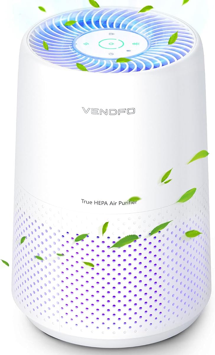 Purificadores de aire para dormitorio, purificadores de aire H13 HEPA - Cubre hasta 1074 pies² - Modo de suspensión ultra silencioso de 24 dB, limpiador de aire con salida de 360°, perfecto para el hogar, mascotas (blanco)