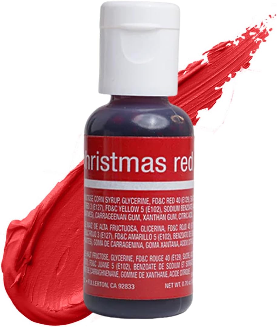 Christmas Red Liqua-Gel® Food Coloring | Vibrant Color | Professional-Grade Dye for Icing, Frosting, Fondant | Baking & Decorating | Fade-Resistant | Easy-to-Use | Made in USA | 0.70 oz
