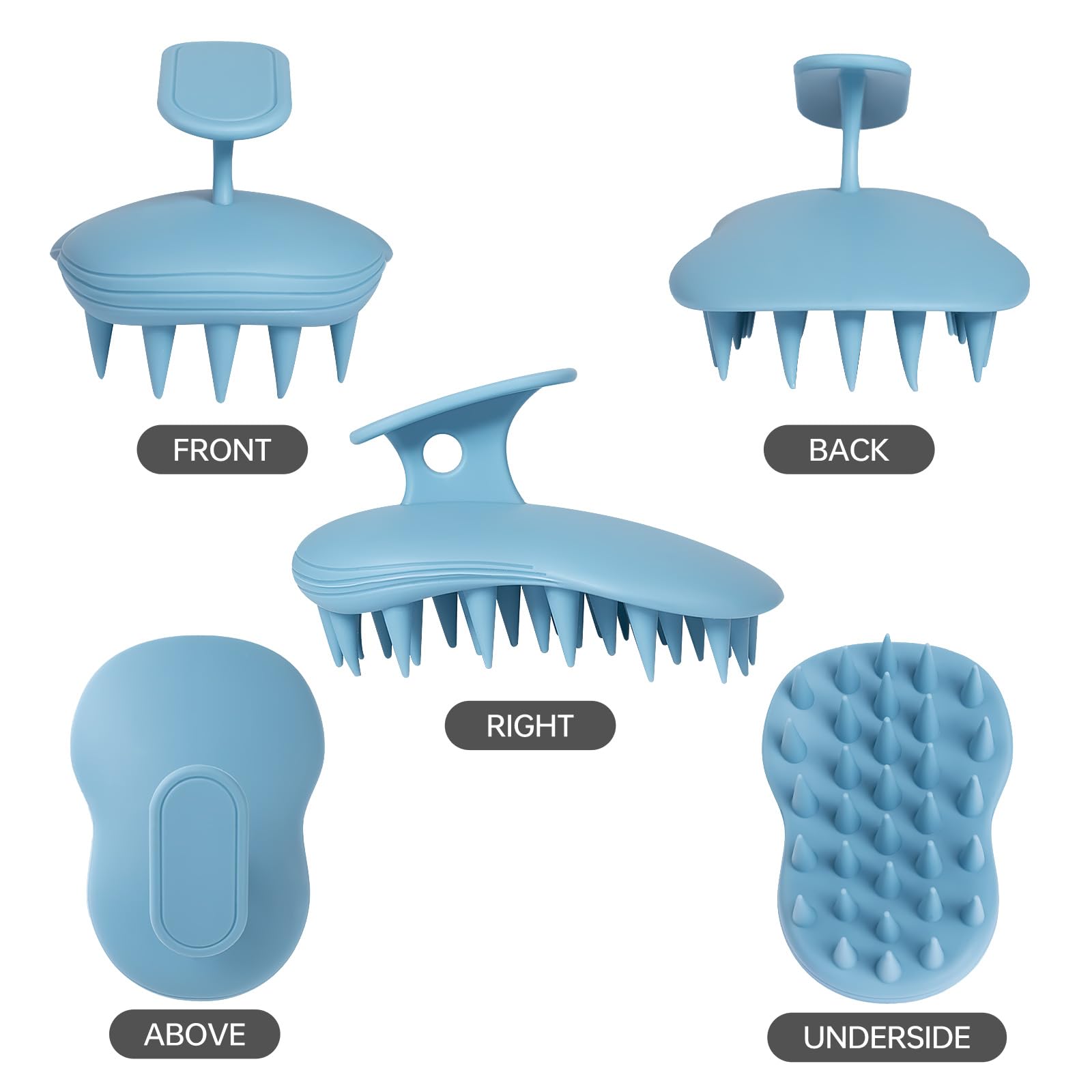 Massaggiatore per capelli per cuoio capelluto, spazzola shampoo, 2 pezzi (blu + arancione)