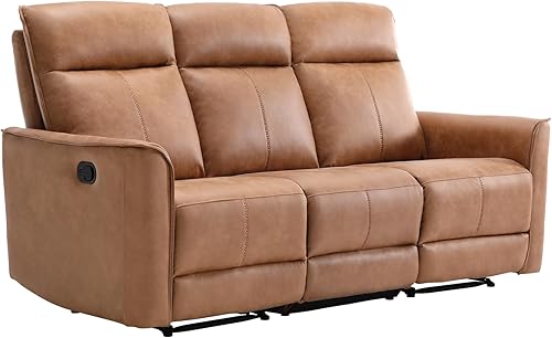 Vista 9 de CANMOV Sofá reclinable manual de dos plazas, sofá cama de 3 plazas reclinable de pared, juego de sofá reclinable de cuero, silla reclinable de 3