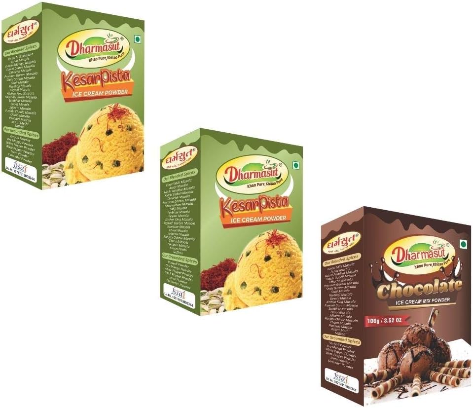 Dharmasut KesarPista + KesarPista + Chocolate Ice Cream Powder 100g