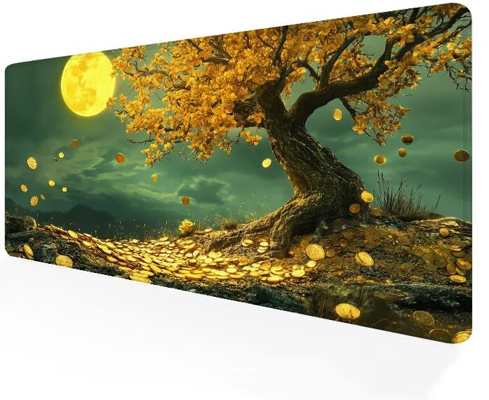 Tapis souris XXL jaune imperméable et lavable pour une vitesse améliorée PC