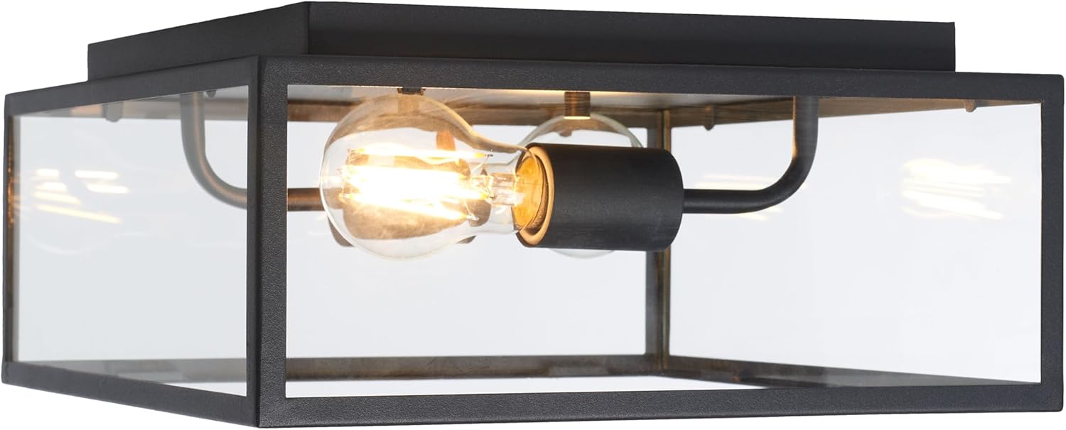SAFAVIEH Lighting Collection Rinnah Black 2-Light Outdoor Flush Mount (LED Bulbs Included)