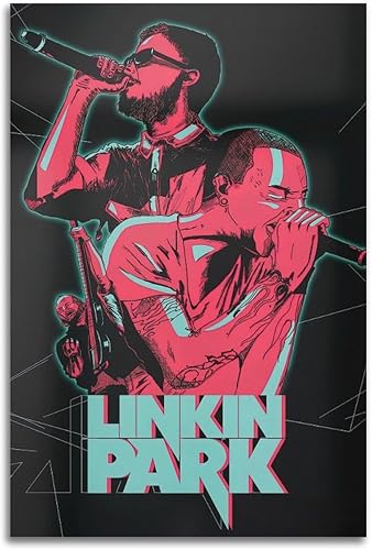 SHOKHI LinKin Park - Póster de música y concierto vocal, pintura artística, arte de pared, lienzo para decoración de dormitorio, 16 x 24 pulgadas