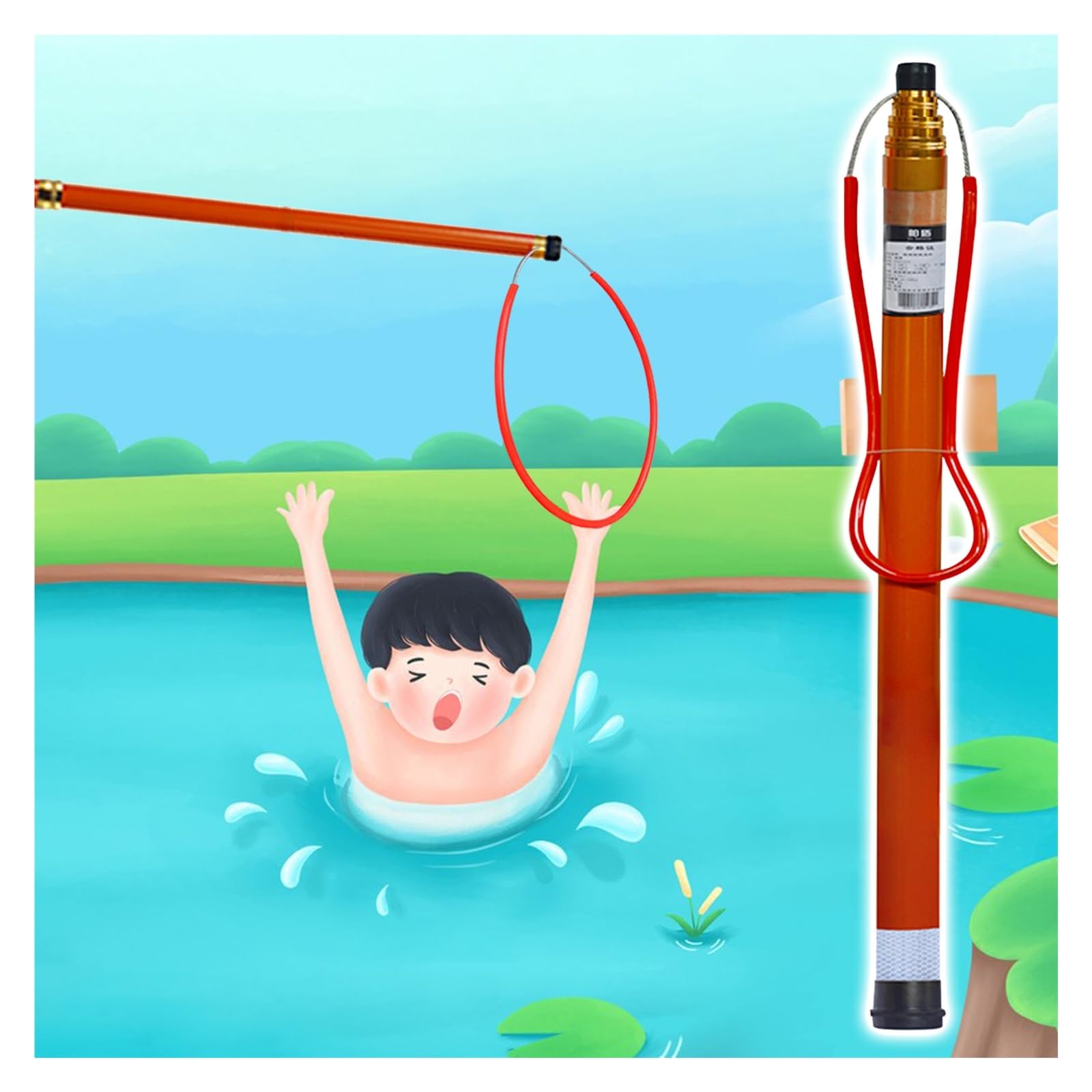 Asta di salvataggio di emergenza, gancio telescopico ed estensibile per la sicurezza dell'acqua in piscine, parchi e spiagge