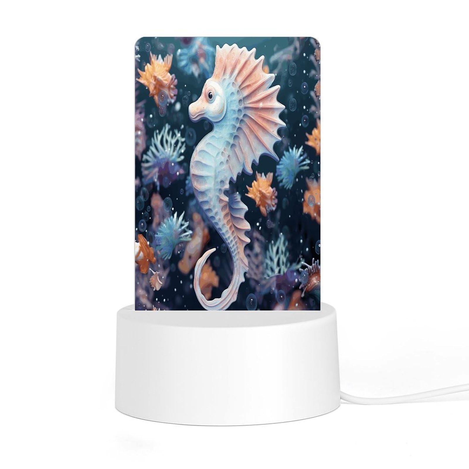 Adfgyerh Style Seahorse And Starfish Night Light Acrylic Material Easy Installation, Home Decor Usb Interface Power Supply, Lamp For Restaurant Bar Cafe Room Decor