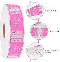 Vista 2 de L LIKED Rollo de Boletos de Rifa Smile, Cada Boleto 1''x2'', para Eventos, Entrada, Recompensa de Clase, Recaudación de Fondos y Premios, 1000 Rosa