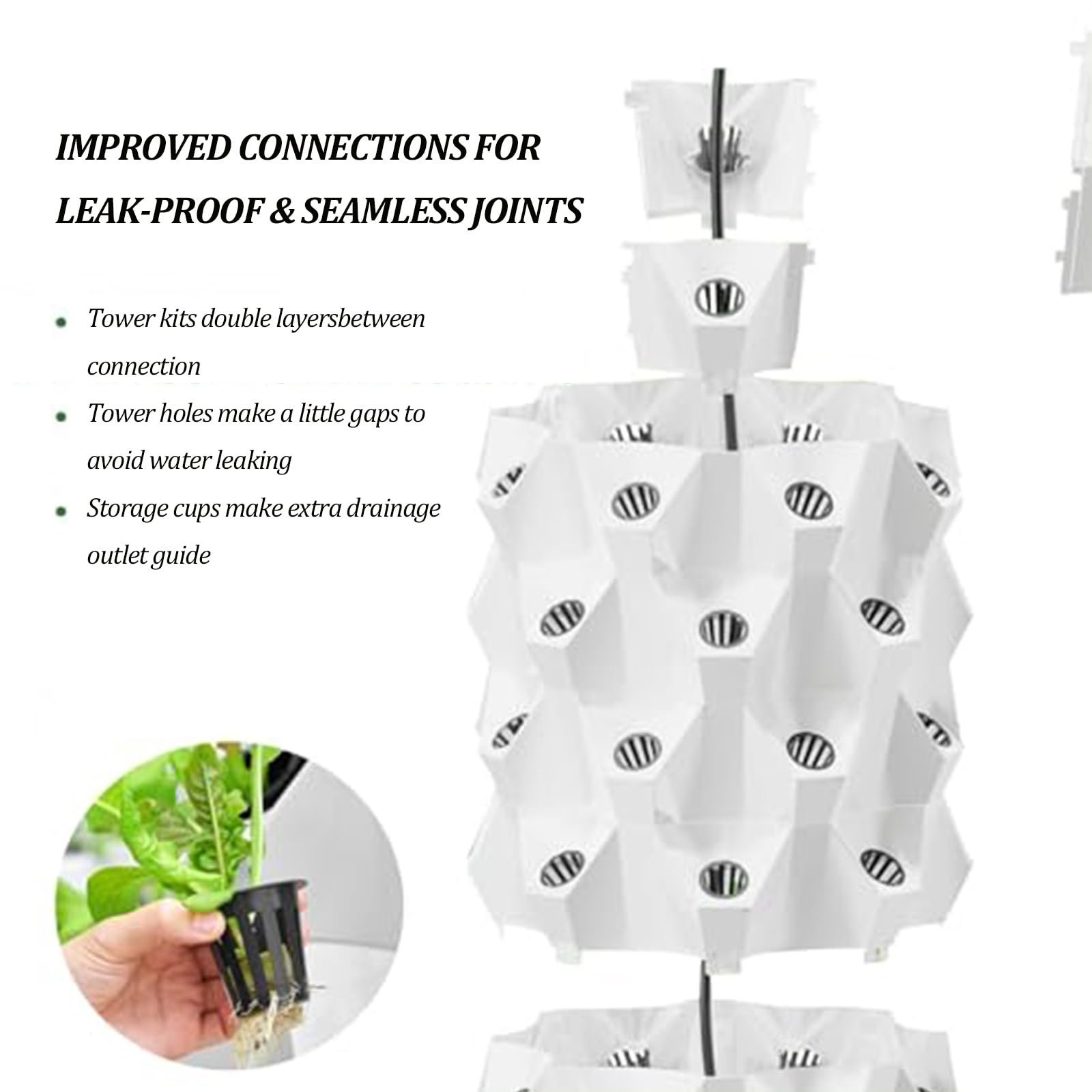 Torre di Coltivazione idroponica Verticale a 80 Fori e 10 Strati con Ruote, Tower Garden con Pompa dell'Acqua, Attrezzatura agricola idroponica Fai da Te per Erbe aromatiche da Interno