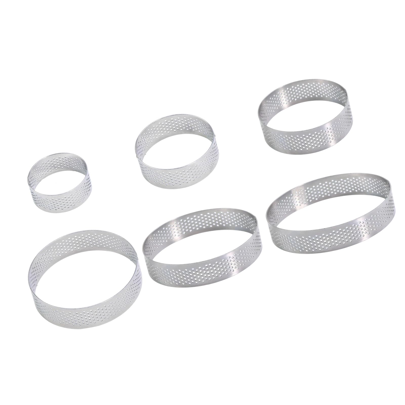 APGLSXY Of 6 Nonrust Steel Perforated Tart Rings Baking Equipment for Baking French Mousses Cheesecakes and Pastries Making Nonstick Dessert Rings