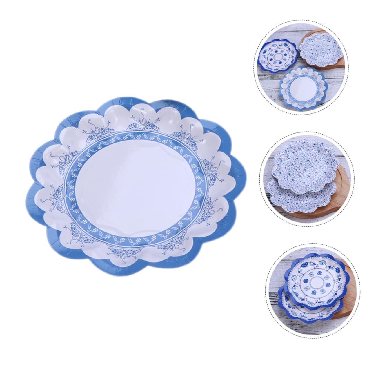 青と白の模様の円形皿 2枚セット Amazon.co.jp: LABRIMP 個 青と白の磁器紙皿 紙製スナックプレート