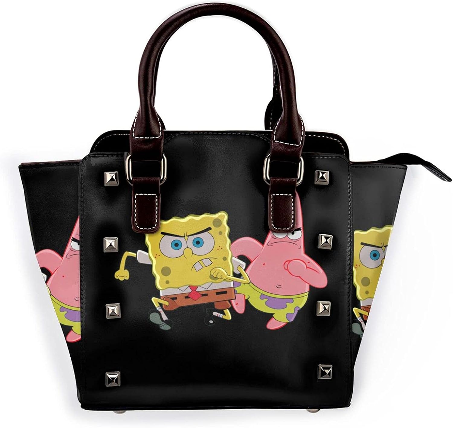 Ladies leather SpongeBob Tote bag shoulder bag handbag pu leather rivet