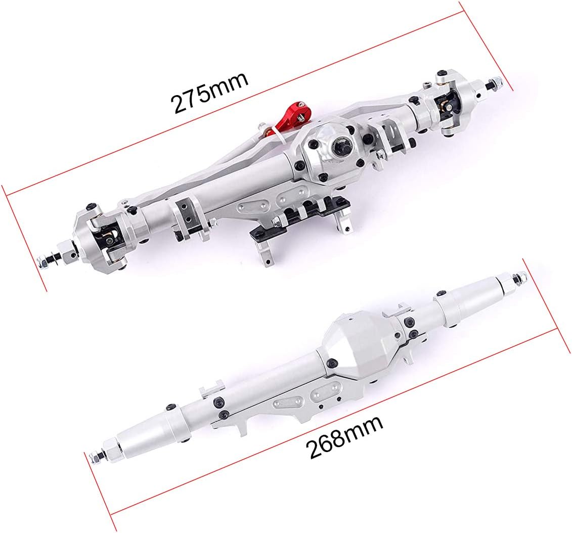 Aluminum Front and Rear Axle for 1/10 Axial Wraith 90018 90048 90053 90018 90020 90045 90056 RR10 RC Model Crawler Car (Silver)