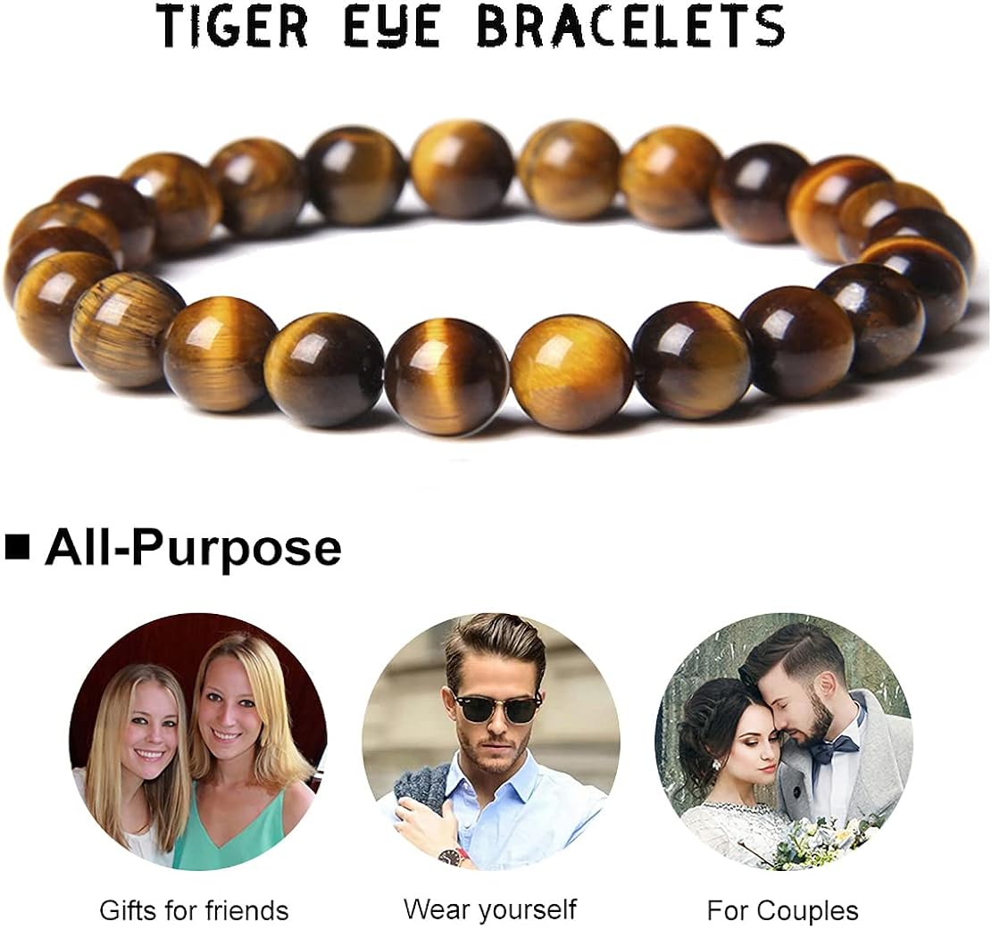 Miniatura 3 de WAINIS 10 pulseras de cuentas de roca de lava para hombres y mujeres hematita de ojo de tigre ónix negro cuentas mate difusor de aceites esenciales