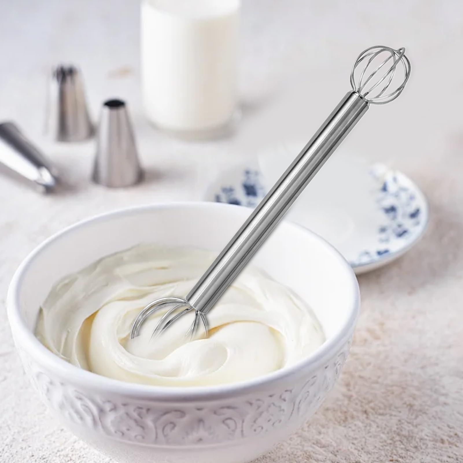 Ręczna trzepaczka, ręczna mieszadło miso ze stali nierdzewnej – japoński blender klasy spożywczej do ciast jajecznych sosu zupy mieszanie gotowanie pieczenie koktajl bar kuchnia sałatka
