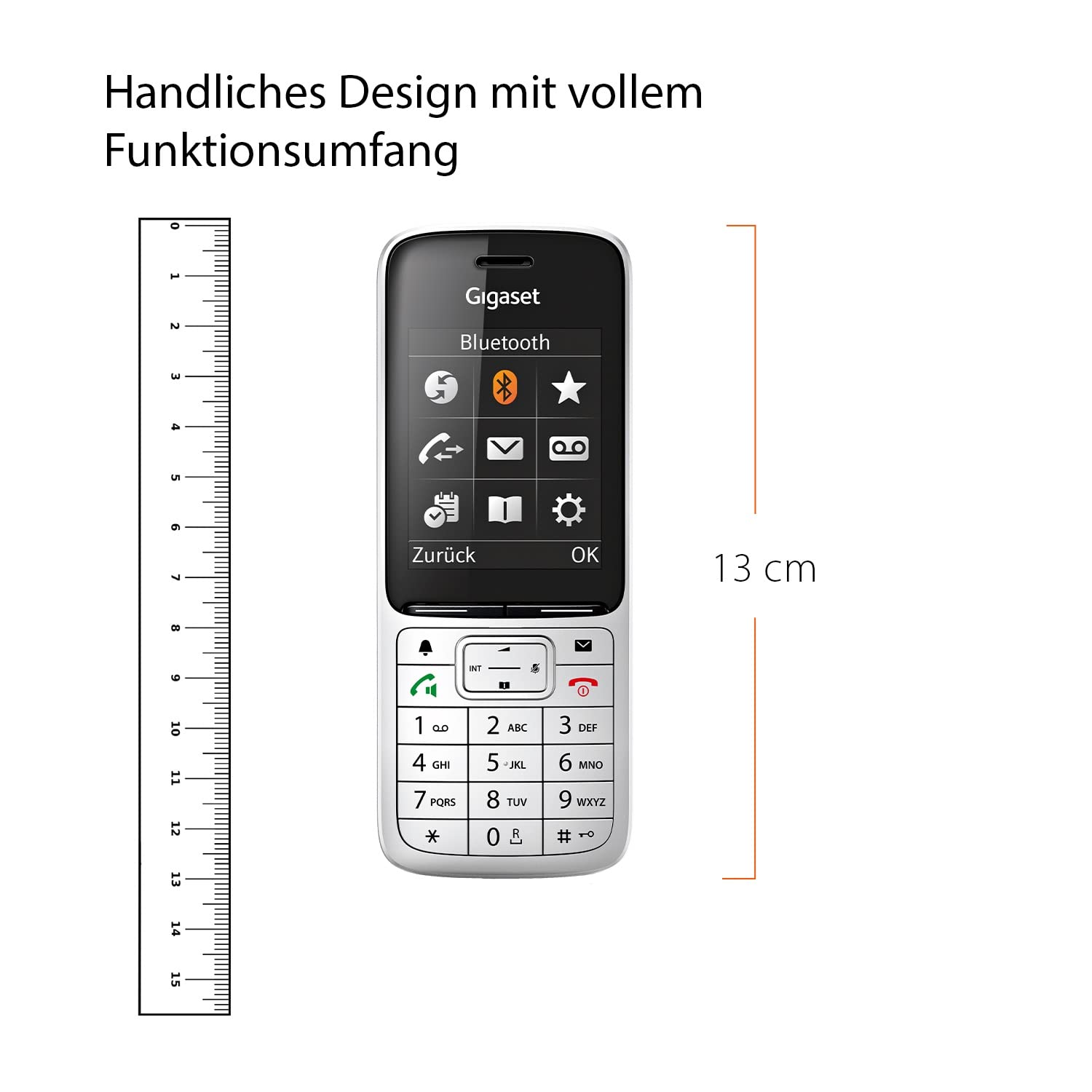 Gigaset SL450HX - DECT-Mobilteil mit Ladeschale – hochwertiges Schnurloses Telefon für Router und DECT-Basis – Fritzbox-kompatibel - brillantes Farbdisplay - großes Adressbuch, silber
