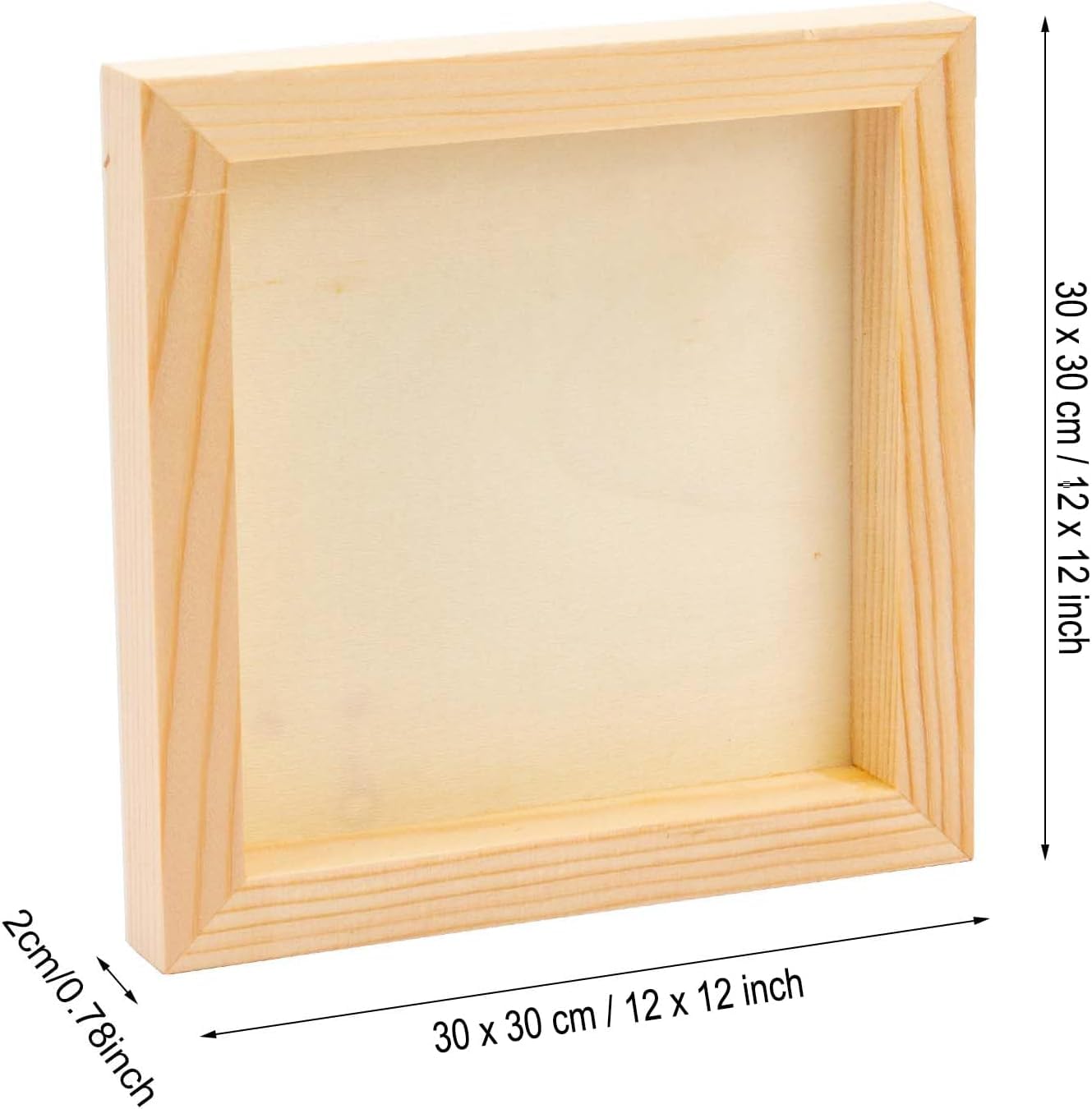 4 Pack 12 x 12 Inch Unfinished Wood Cradled - Wooden Canvas Panels Boards for Painting, Drawing and DIY Crafts Projects